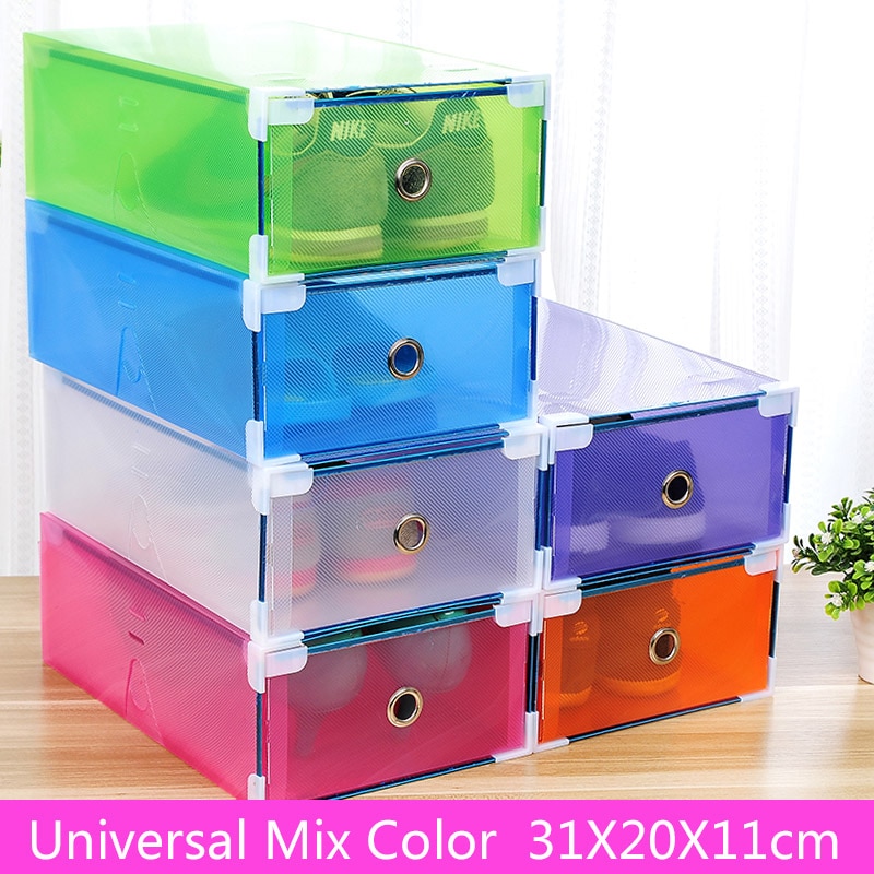 5PCS Transparent shoe box dustproof storage box can be superimposed combination shoe cabinet Clamshell men and women shoe box