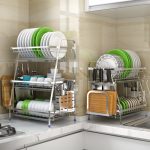 304 Stainless Steel Dish Rack Countertop Drain Dish Rack Kitchen Storage Holders & Racks Kitchen Supplies