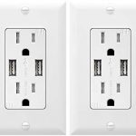 TOPGREENER 3.1A USB Outlet, USB Wall Outlet, 15A TR Receptacle, for iPhone XS/MAX/XR/X/8/7/6s/Plus, iPad, LG, HTC and more, Compatible Samsung Galaxy S9/S8/S7/S6, Note9/8/7 and more, 2-Pack, White