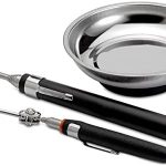 Katzco Magnetic Parts Trays - 3 Pack - Durable Holder with Pick-Up Tool and Telescoping Mirror for Garage, Mechanic, Home, Workshop, Construction Site