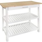 Casual Home Kitchen Island with Solid American Hardwood Top, White
